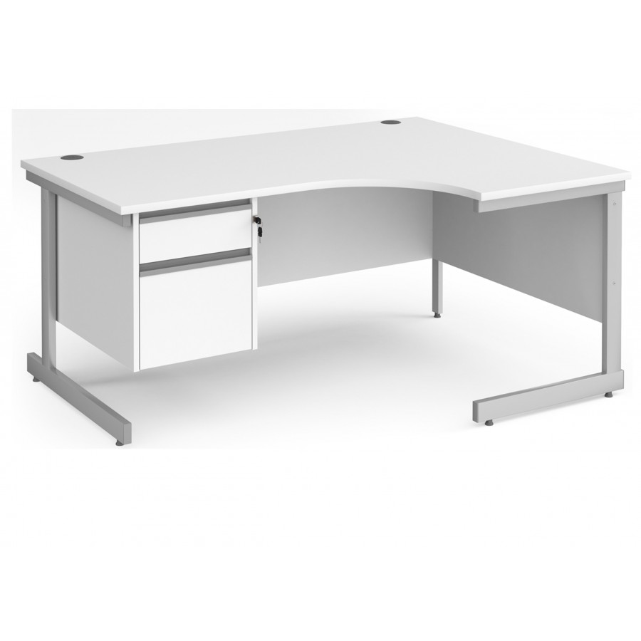 Contract Cantilever Ergonomic Desk with Two Drawer Pedestal